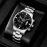 Cronos de Luxo: Relógio Masculino de Quartzo com Calendário - Estilo Impecável para Conquistar o Mundo dos Negócios
