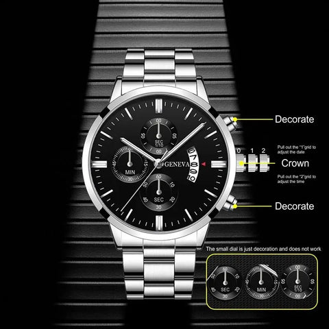 Cronos de Luxo: Relógio Masculino de Quartzo com Calendário - Estilo Impecável para Conquistar o Mundo dos Negócios